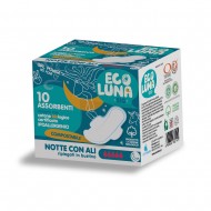 Assorbenti Compostabili Notte Ecoluna con ali 10 Pz