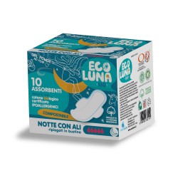 Assorbenti Compostabili Notte Ecoluna con ali 10 Pz